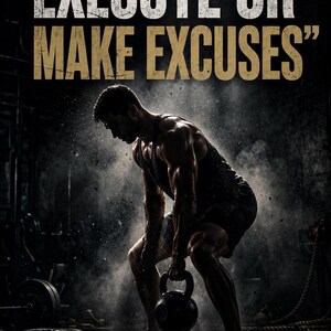 Motiverande gymposters, set med 2, Ingen kommer för att rädda dig, Avrätta eller hitta på ursäkter, Utskrivbar väggkonst, Fitnessdekor