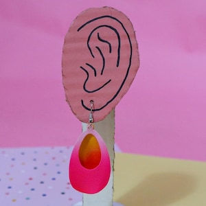 Ombre Teardrop Earrings: Upcycled Pink & Orange Statement Jewelry