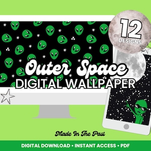 Outer Space Inspired Digital Wallpapers | 12 Pack for Phones & Desktops | Instant Download | Galaxy Stars Aliens