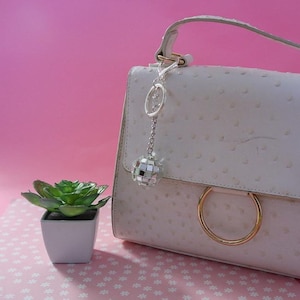 Handmade Silver Mini Mirror Ball Bag Charm Keychain