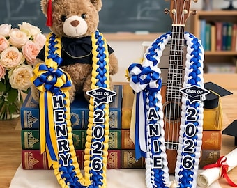Custom Graduation Lei | Personalized Name, Class Year Ribbon Keepsake