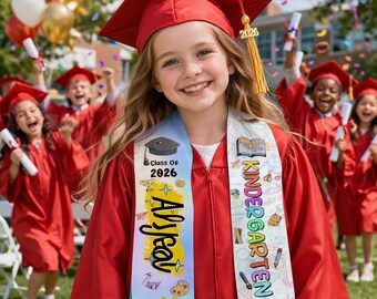 Personalized Kindergarten Graduation Stole, Custom Name Sash 2026, Kid Gift