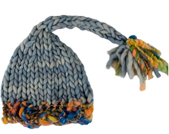 newborn sleepy pixie hat knitting pattern - super chunky yarn - pdf instant download