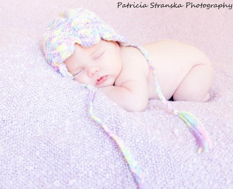 easy lace baby bonnet knitting pattern first size newborn to 4 months image 3