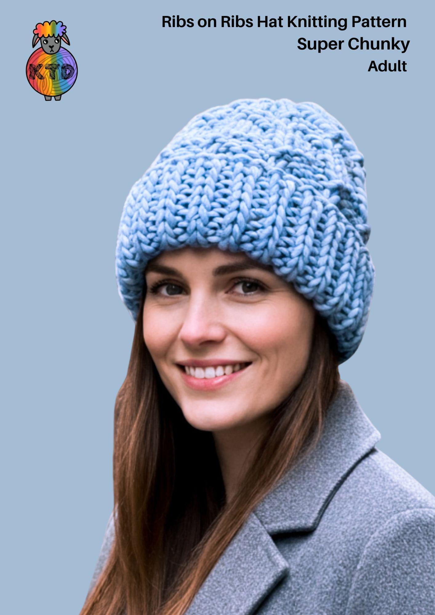 Ribs on Ribs Beanie Knitting Pattern for Super Chunky Adult Hat in ...