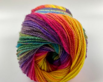 yummy self striping yarn - Sunburst Colour Rush DK by Cygnet Yarns - rainbow colour wool