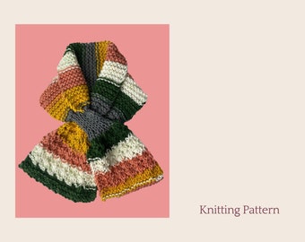 Striped Scarflette Knitting Pattern - Instant Download