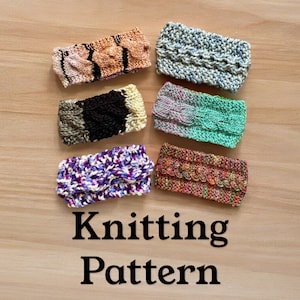 chunky cable headband knitting pattern - 6 designs of chunky and super chunky cable ear warmers - PDF