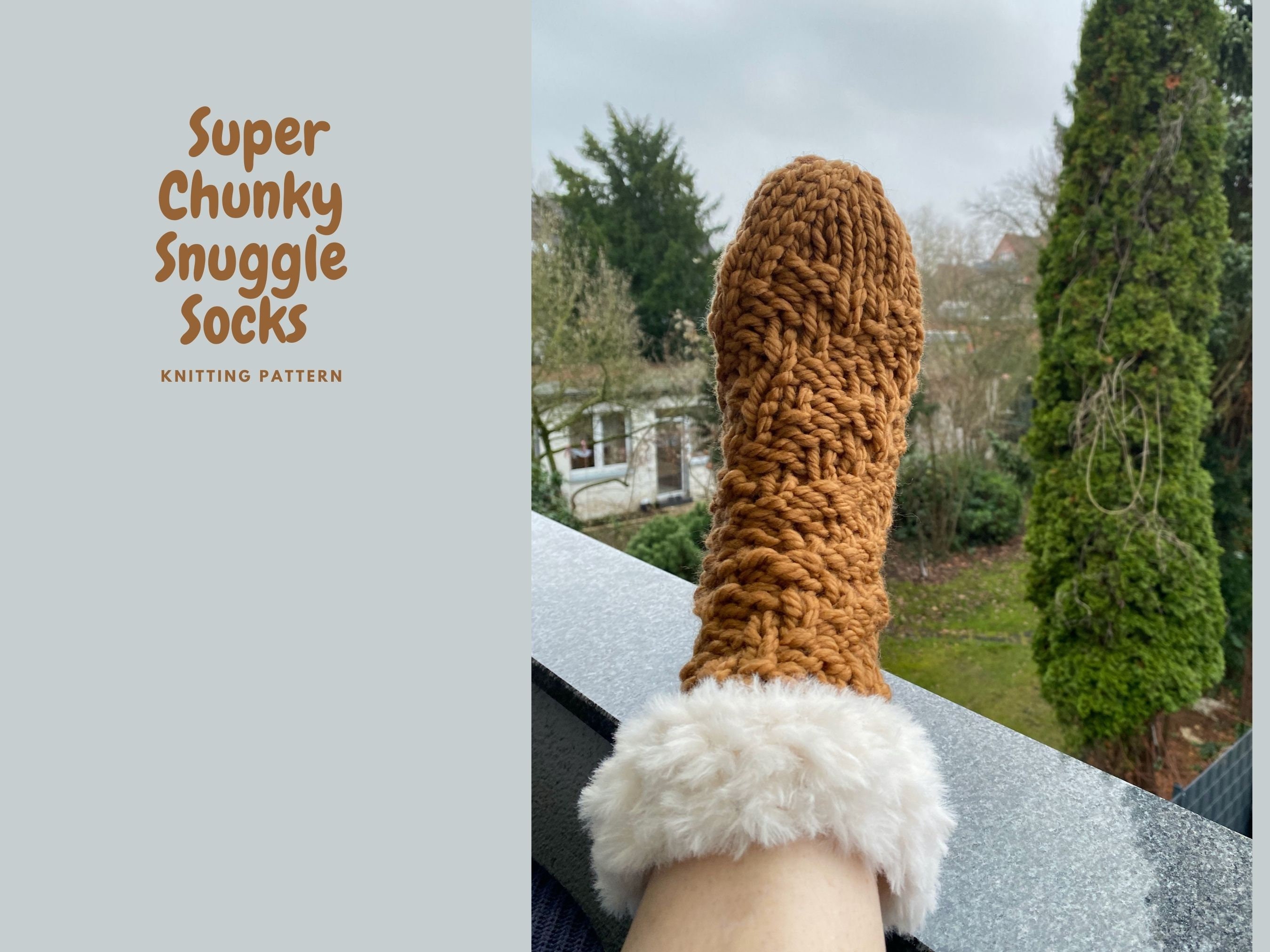 Knit Flat Fast and Easy Sock Knitting Pattern Super Chunky Snuggle Socks Knitting Instructions Etsy