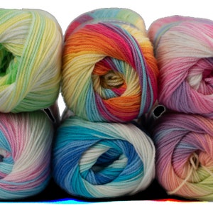 self striping yarn for baby knitting Cygnet Yarns Colour Soft DK baby wool rainbow of colours image 9