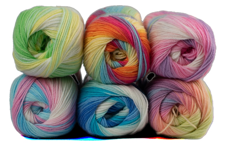 self striping yarn for baby knitting Cygnet Yarns Colour Soft DK baby wool rainbow of colours image 9