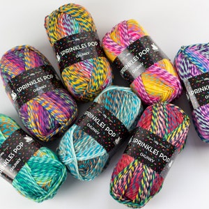 Laine épaisse colorée et douce dans un arc-en-ciel de couleurs - Cygnet Yarns Sprinkles Pop Laine à tricoter épaisse