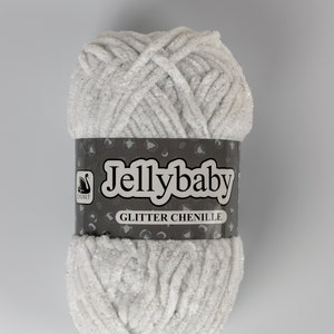 chunky chenille knitting wool with glitter sparkly chunky yarn choose from white, baby pink, grey, blue cool diamond