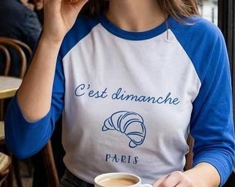 Minimalist Paris T-shirt | French croissant print shirt