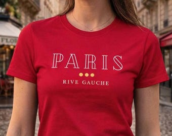 Paris Women Slim Fit T-Shirt, Minimalist French Style, Rive Gauche Design| Gildan® 64000L