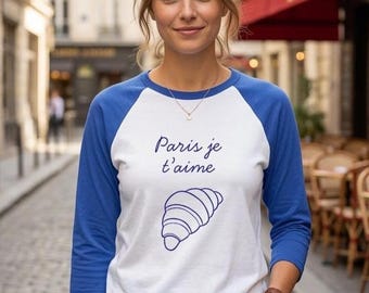 Paris Je T'aime Croissant Baseball Tee | Minimalist French T-shirt