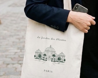 Jardin des Plantes Tote Bag | Paris Grandes Serres Illustration Canvas Bag