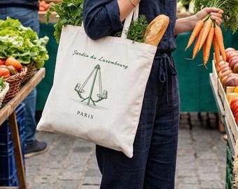 Jardin du Luxembourg "Balançoires" Illustration Tote Bag | Paris Tote Bags Collection