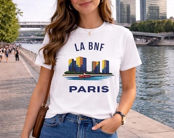 La BNF Paris T-Shirt | Bauhaus Geometric Minimalist French Travel Graphic Top