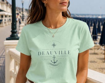 Deauville Anchor T-Shirt, French Coastal Graphic Tee, Nautical Beach Top