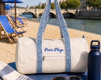 Paris plage recycled cotton duffle bag