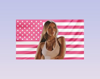 Tapiz de bandera estadounidense rosa de Tate McRae - Decoración de pared de estrella de la música pop - Banner estético para dormitorio, regalo para fans