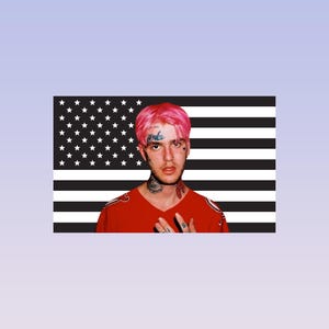 Lil Peep Wandbehang mit Amerikanischer Flagge - Emo Rap Icon Wanddekoration - Ästhetisches Geschenk für Musikfans