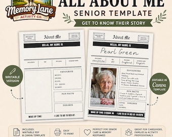 All About Me Template | Printable & Editable Canva Version | Instant Download