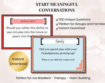 Conversation starter cards | Ice Breaker game for any group