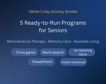 Father's Day Activity Bundle for Seniors | 5 Reminiscence Therapy Programs | Memory Care | Activity Director | Instant Download