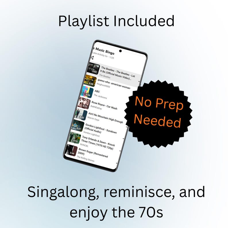 1970s Music Bingo Game | Senior Reminiscence Therapy Activity (Printable PDF) image 2