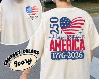 Personalized USA 250th Shirt, Comfort Colors Fourth Of July Shirt, USA 250th Birthday Shirt, 1776-2026 Independence Day Tee, USA Flag Shirt