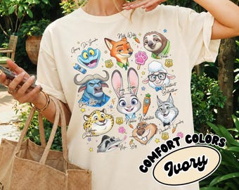 Comfort Colors Zootopia Shirt, Judy Hopps Nick Wilde Shirt, Disneyland Trip Shirt, Zootopia Characters Signature Shirt, Zootropolis Shirt