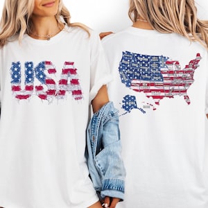 USA Map Print T-Shirt, 4th of July Patriotic Apparel