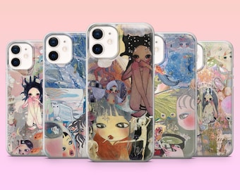 Aya Takano Phone Case Flat Art Japanese Art Cover for iPhone 17Pro, 16, 15, 14, 13, Samsung S25, S24, S23, S22, A16, A26, Pixel 10, 9Pro