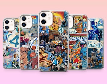 Fantastic Four Handyhülle mit Superhelden-Cartoon-Motiv für iPhone 17 Pro, 16, 15, 14, 13, Samsung S25, S24, S23, S22, A16, A26, Pixel 10, 9 Pro