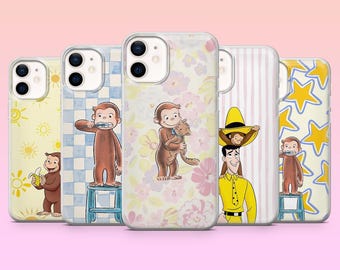 Lustige Handyhülle mit neugierigem George-Motiv für iPhone 17 Pro, 16, 15, 14, 13, Samsung S25, S24, S23, S22, A16, A26, Pixel 10, 9 Pro