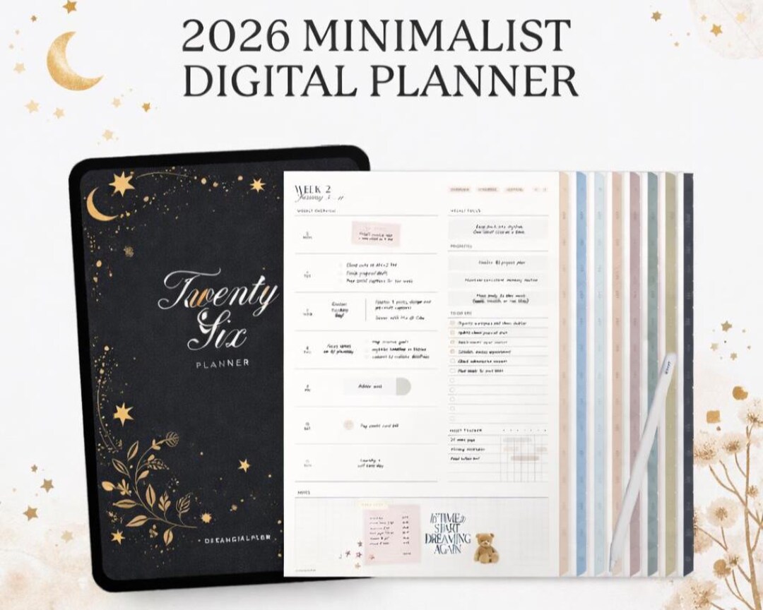 2026 Minimalist Digital Planner, Dated Monthly Weekly Daily (digital ...