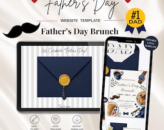 Father's Day Brunch Website Invitation | Editable Canva Template (Digital Download)