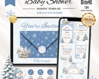 Baby It's Cold Outside Baby Shower Invitation | Winter Baby Shower Website | Christmas Baby Shower | Digital Editable Invite