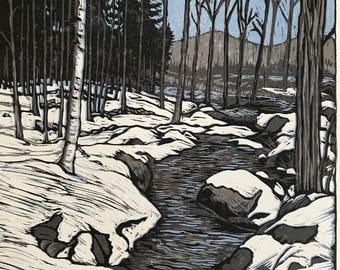 Goffstown Stream Reduction Block Print