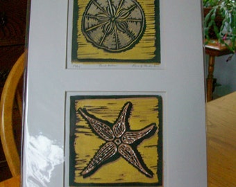 Sand Dollar and Starfish Block Prints