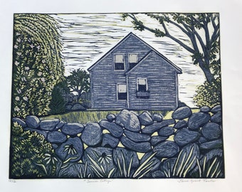 Sunrise Cottage Block Print
