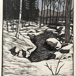 Goffstown Stream Reduction Block Print