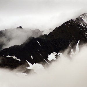 Kluane National Park III, Yukon Territory, Alaska Highway, Dramatic Clouds, Mountain Photography, Landscape Photography, Black & White