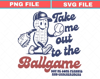 Take Me Out To The Ballgame SVG, Vintage Baseball PNG (Digital Download)