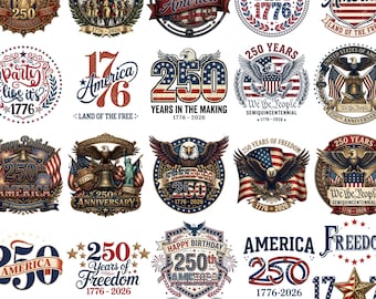 USA 250th Anniversary PNG Bundle, Patriotic America 250 Years 1776–2026, 4th Of July Png, Patriotic Eagle Png, 250th Anniversary America Png