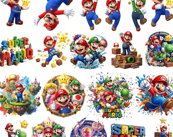 Super Mario PNG Clipart Bundle, Super Mario 3D PNG, Mario and Friends Png, Mario PNG, Super Mario Font, Mario Bros Digital Download