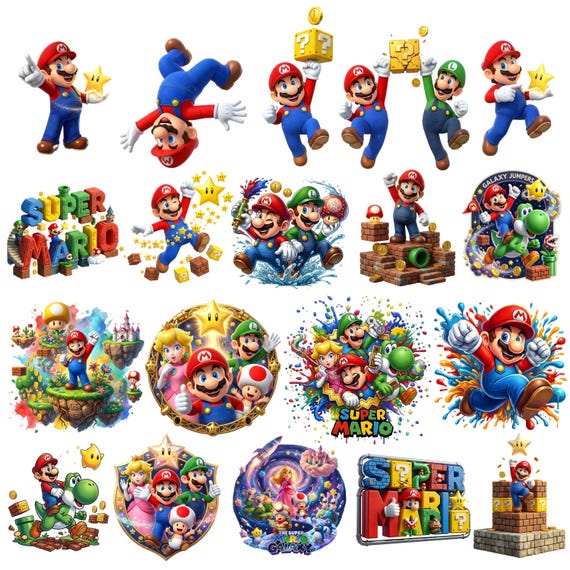 Super Mario PNG Clipart Bundle, Super Mario 3D PNG, Mario and Friends Png, Mario PNG, Super Mario Font, Mario Bros Digital Download