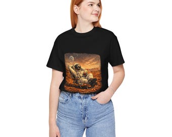 Relaxing Astronaut on Mars tee | Mars No Rainy Days T-Shirt